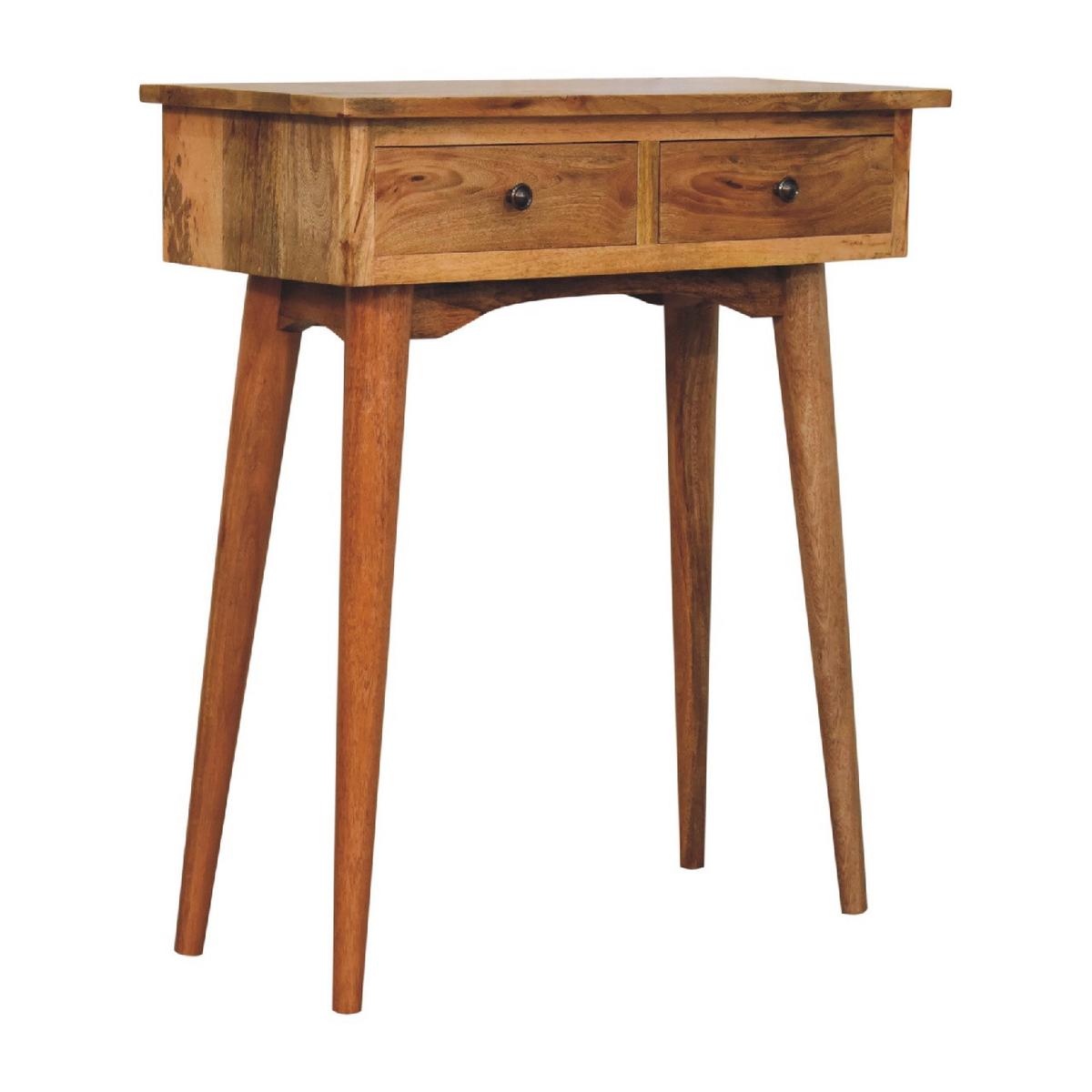 KONSOLE Eichen-Finish Kleine Flur Tisch, 2 Schubladen, Nordische Beine - Messingfarben/Braun, Holz/Metall (30/70/78cm) - Artisan Furniture