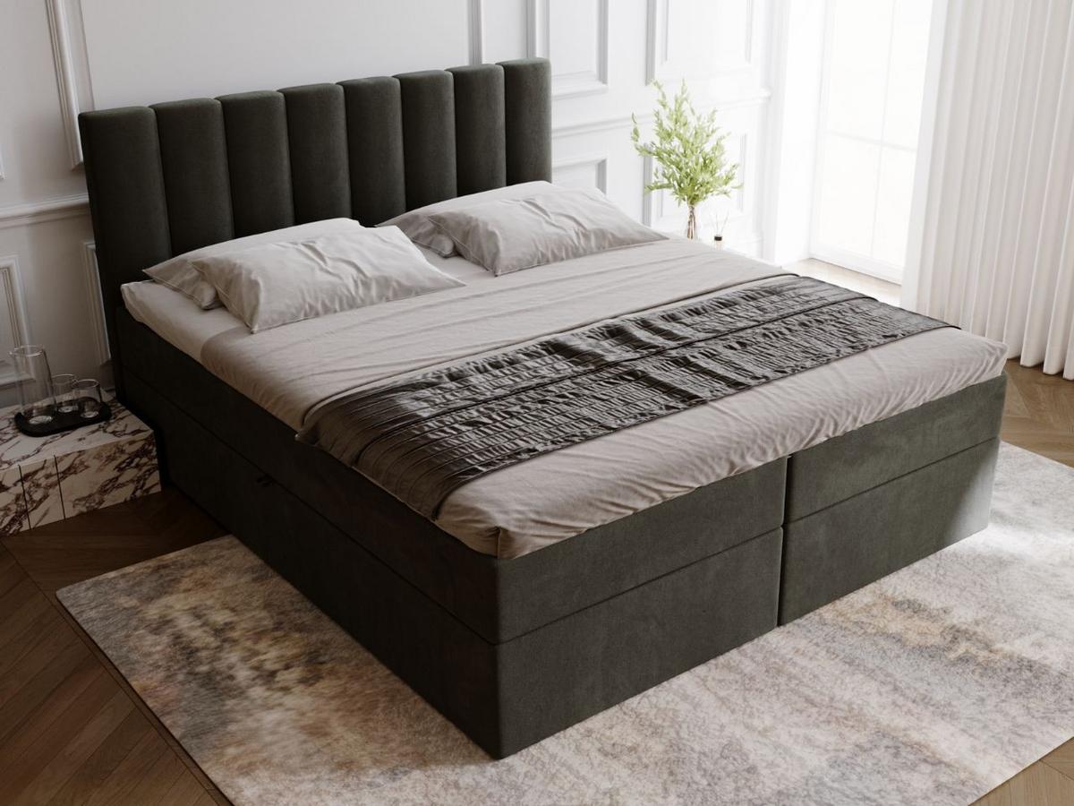 BOXBETT Mocca 160x200 Dunkelgrau - Dunkelgrau, Holz/Textil (160/200cm) - Graingold