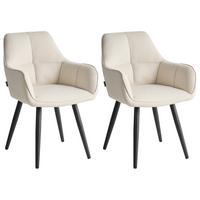 ESSZIMMERSTUHL 2er Set Kunstleinen Hellbeige Tirano - Beige, Textil/Metall (56/83/64cm) - Beliani