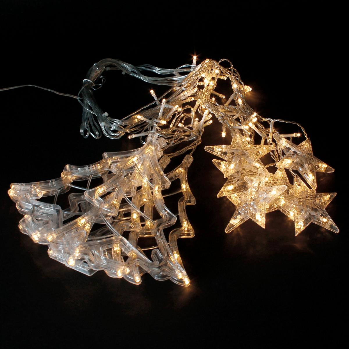 LICHTERKETTE Vorhang 220 cm mit 138 LED Warmweiß - Transparent, Kunststoff (220cm) - ECD-Germany