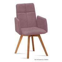 ARMLEHNSTUHL (4er-Set) Dinah 52x92x60 Eiche geölt/Rosewood - Eichefarben/Dunkelrosa, Kunststoff (60/92/52cm) - 58aufmkessel