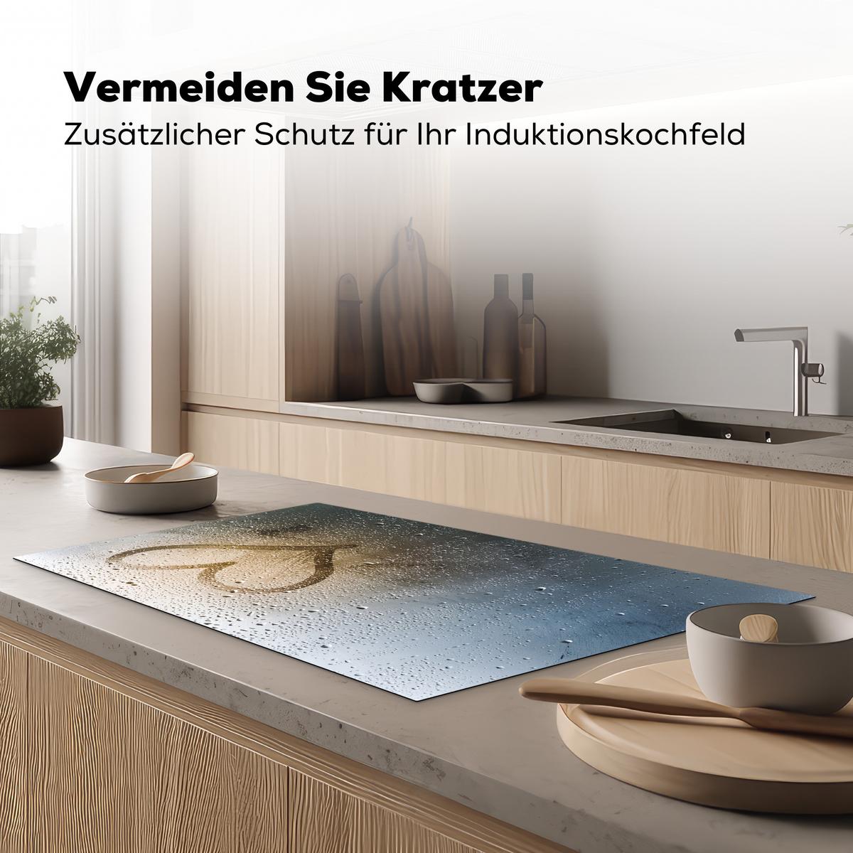 HERDABDECKPLATTE Herz - Kondenswasser - Wasser - 3D Induktionsschutz 91.6x52.7 cm - Grau, Kunststoff (91.6/52.7/0.2cm) - MuchoWow
