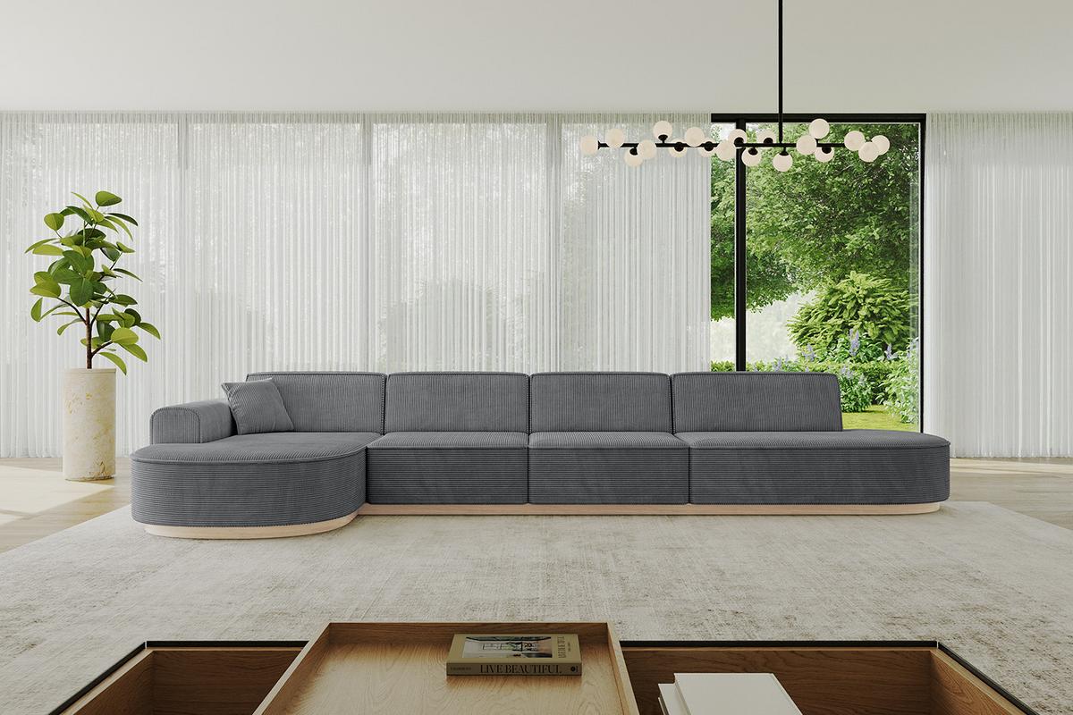ECKSOFA Ottomane Links MARI-L3-v1 - 413x171x83 cm Dunkelgrau Cord - Dunkelgrau, Holzwerkstoff/Textil (413/171cm) - ALTDECOR