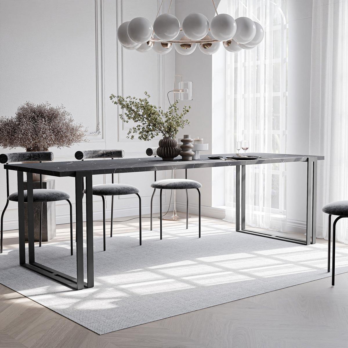 TISCH ausziehbar aus MDF, Schwarz - Schwarz, Holzwerkstoff (120/80/76cm) - Idohome