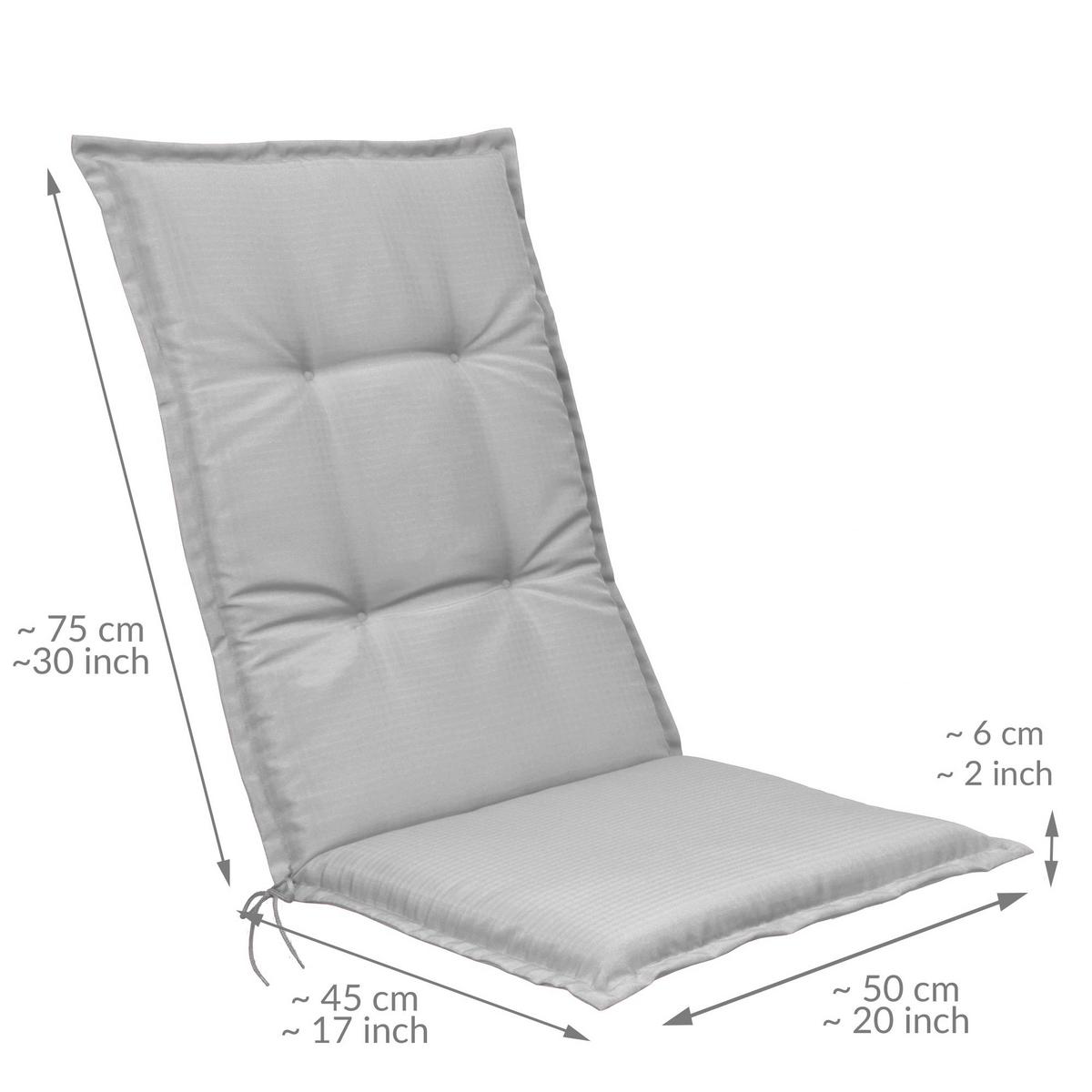 HOCHLEHNERAUFLAGE Base HL 120/50/6cm Hellgrau 6tlg - Hellgrau, Textil (50/6/120cm) - Beautissu 