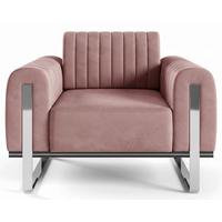 SESSEL Parissa 106 cm - Pink/Silberfarben, Holz/Metall (106/79/92cm) - Selsey