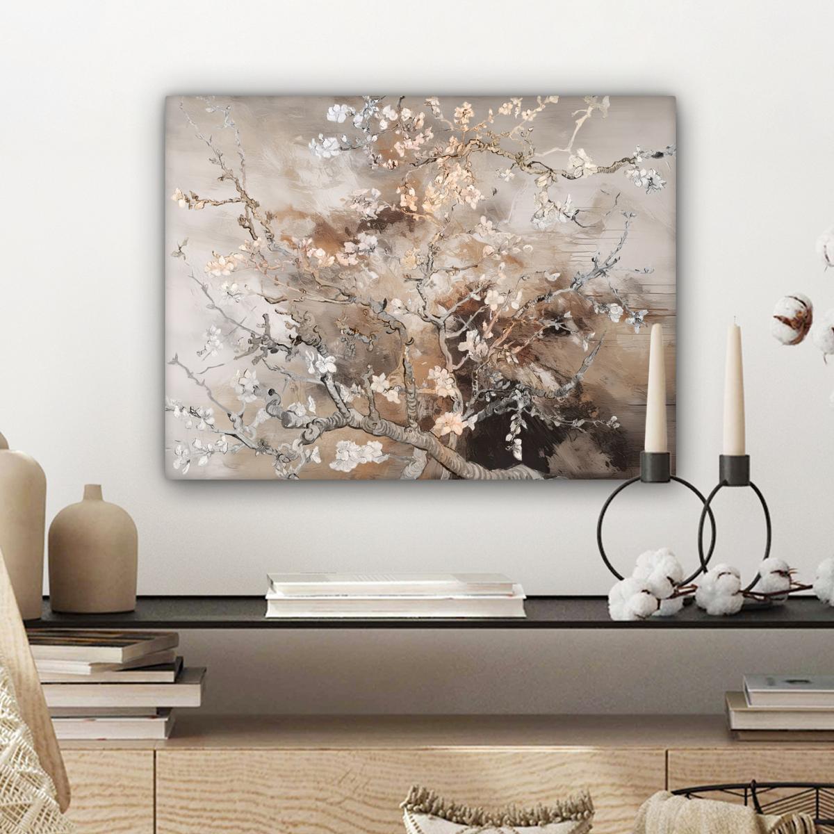 LEINWANDBILD Mandelblüte - Kunst - Van Gogh - Beige - Abstrakt Wandbild 40x30 cm - Braun, Textil (40/30cm) - MuchoWow