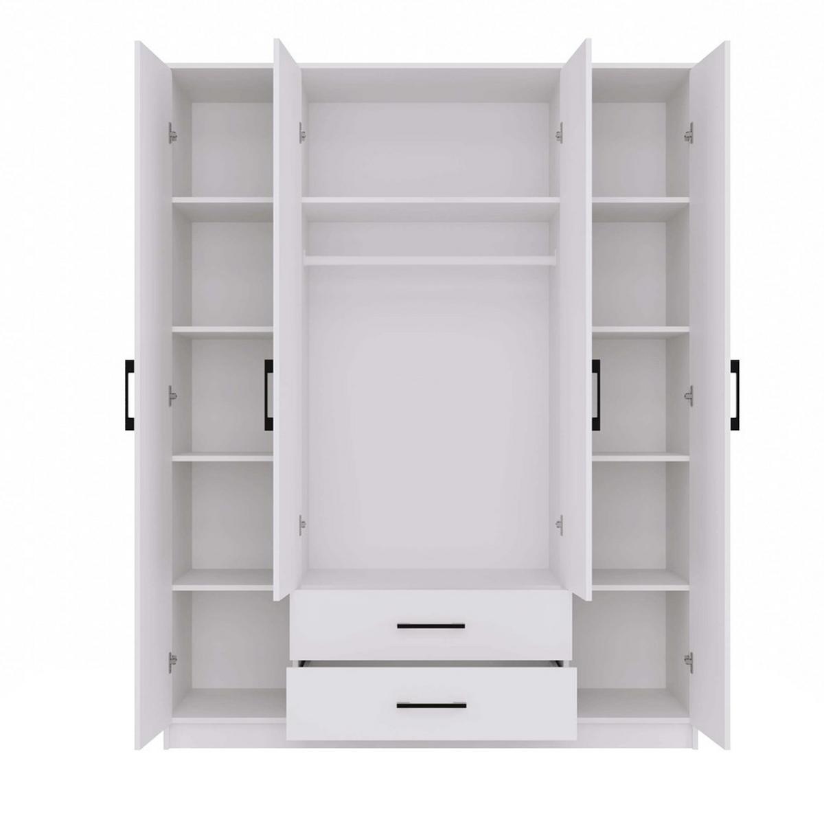 KLEIDERSCHRANK Weiß 160/205/52 - Weiß, Holzwerkstoff (160/205/52cm) - RAUMHIRSCH FURNITURE