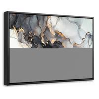 LEINWAND Bilder mit Rahmen - Marmor - Schwarz - Weiß - Gold - Luxus - Abstrakt - 60x40 - Goldfarben, Textil (60/40cm) - MuchoWow