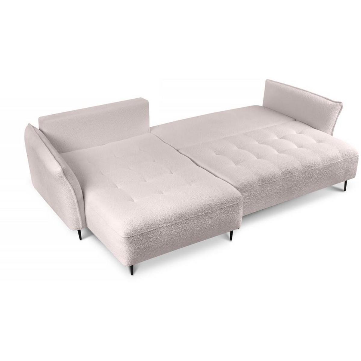 ECKSCHLAFSOFA Bari links rosa - Schwarz/Rosa, Textil (276/158cm) - Beautysofa
