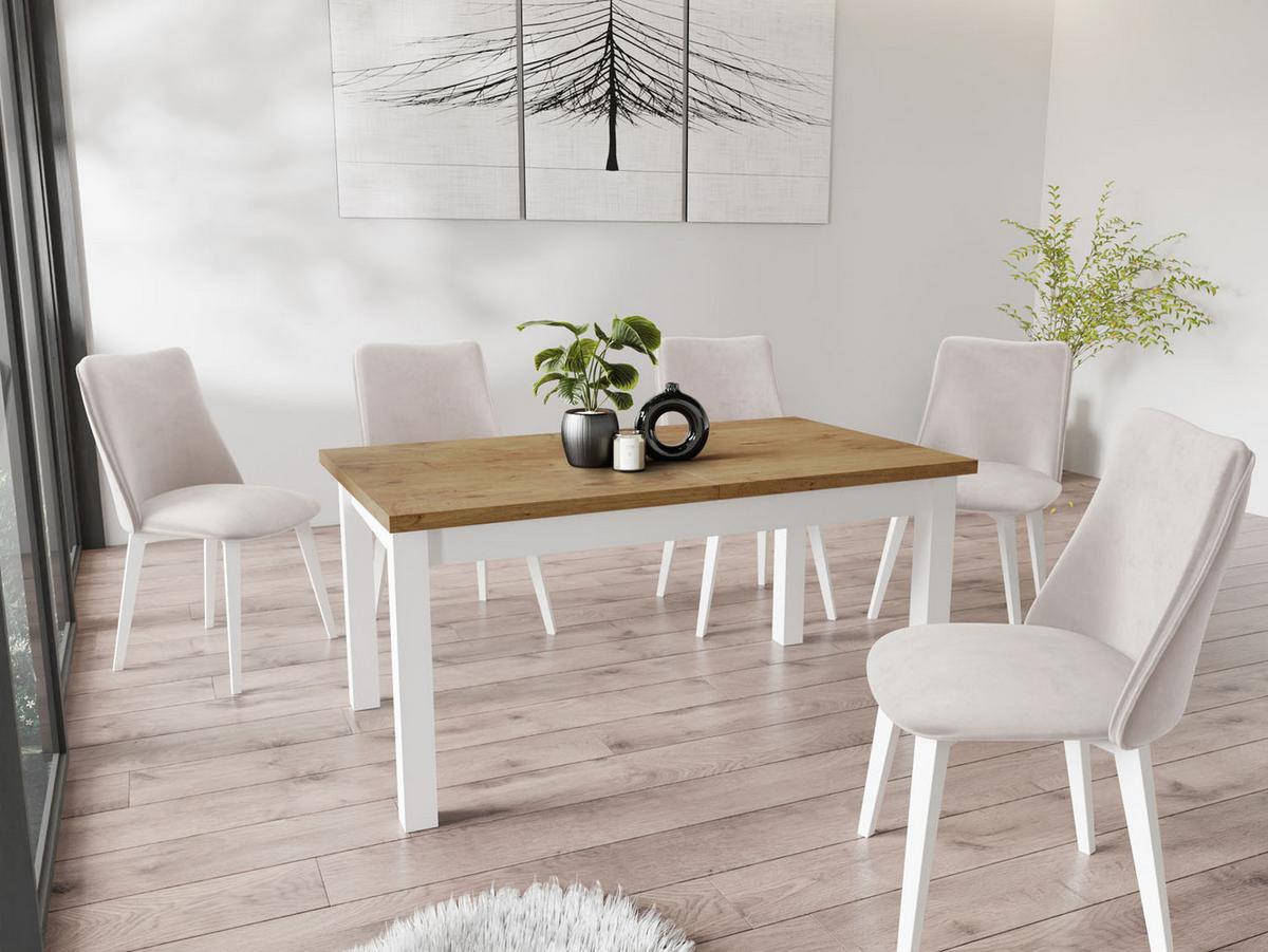 ESSTISCH Molly rechteckig ausziehbar, Lancelot Eiche 160-200/80/75 cm - Eichefarben/Weiß, Holz/Holzwerkstoff (67/160/75cm) - WFL GROUP