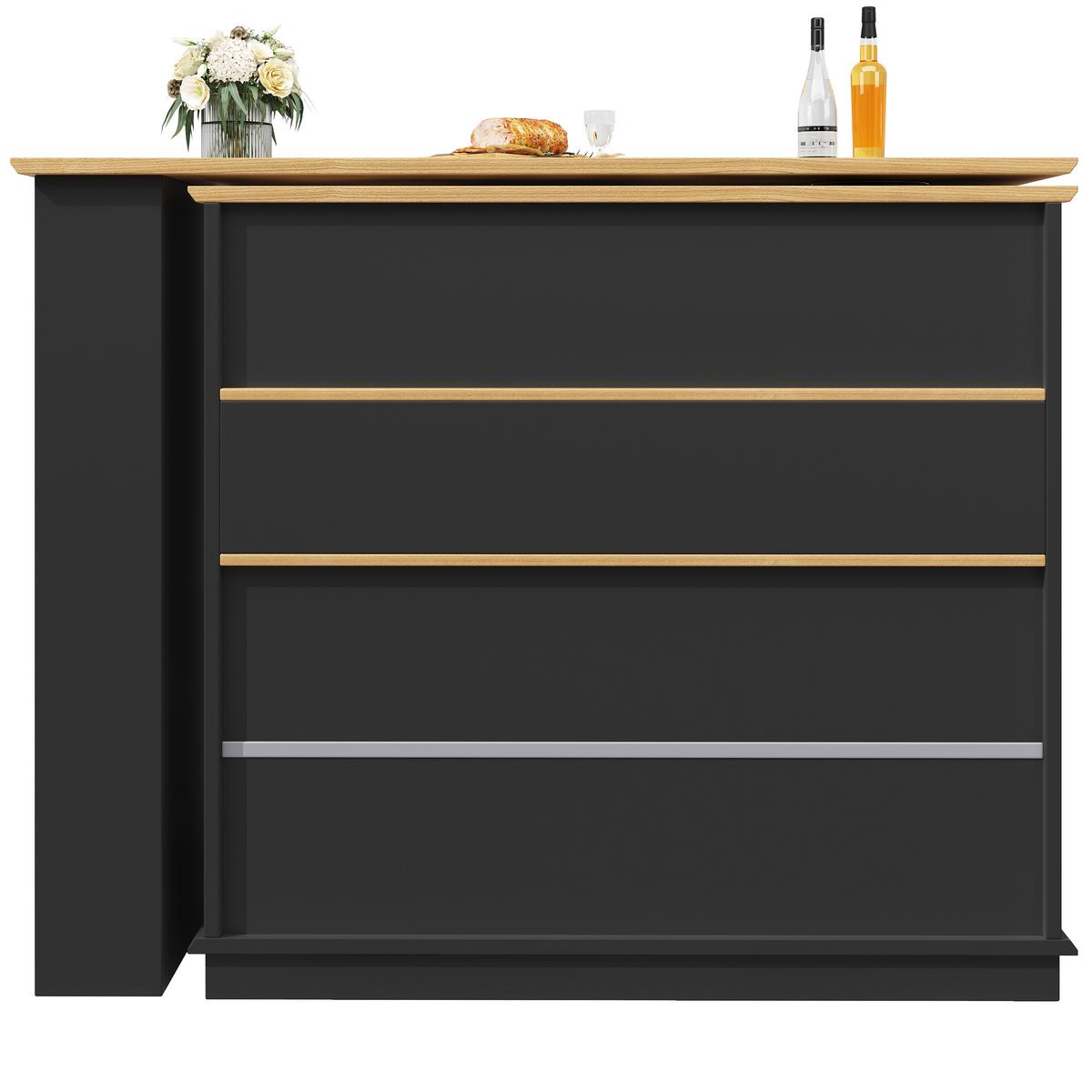 BARTISCH ausziehbarer mit Stauraum Schwarz - Schwarz, Holzwerkstoff/Metall (181/39/105cm) - Urban Meuble
