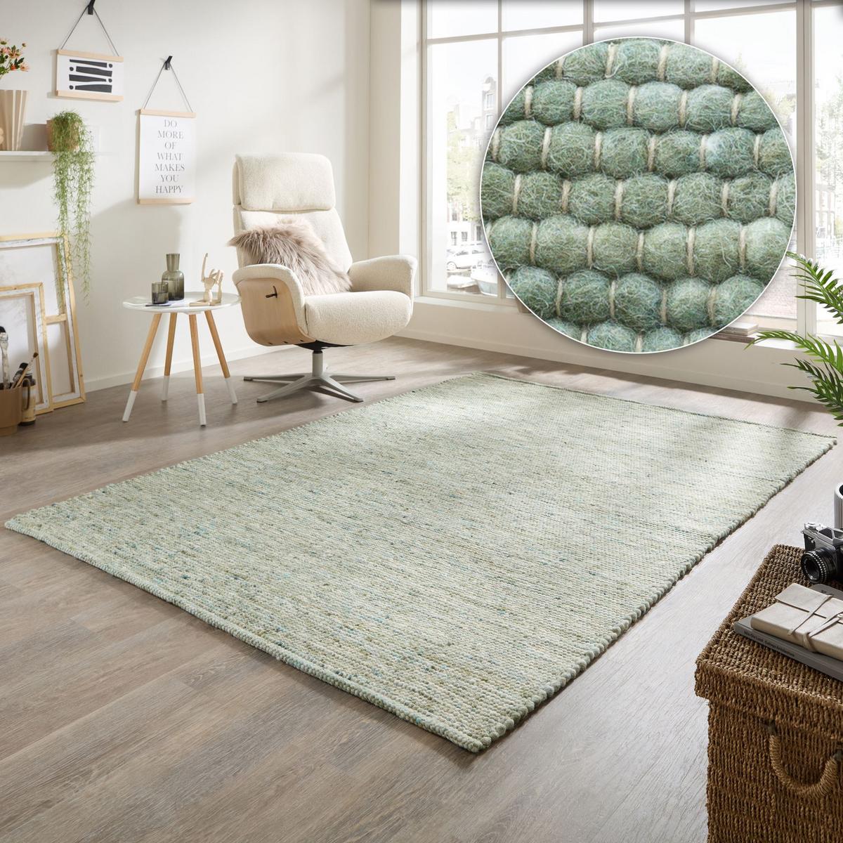 HANDWEBTEPPICH Atlas 40x60 cm - Grün, Textil (40/60cm) - Rug and Roll