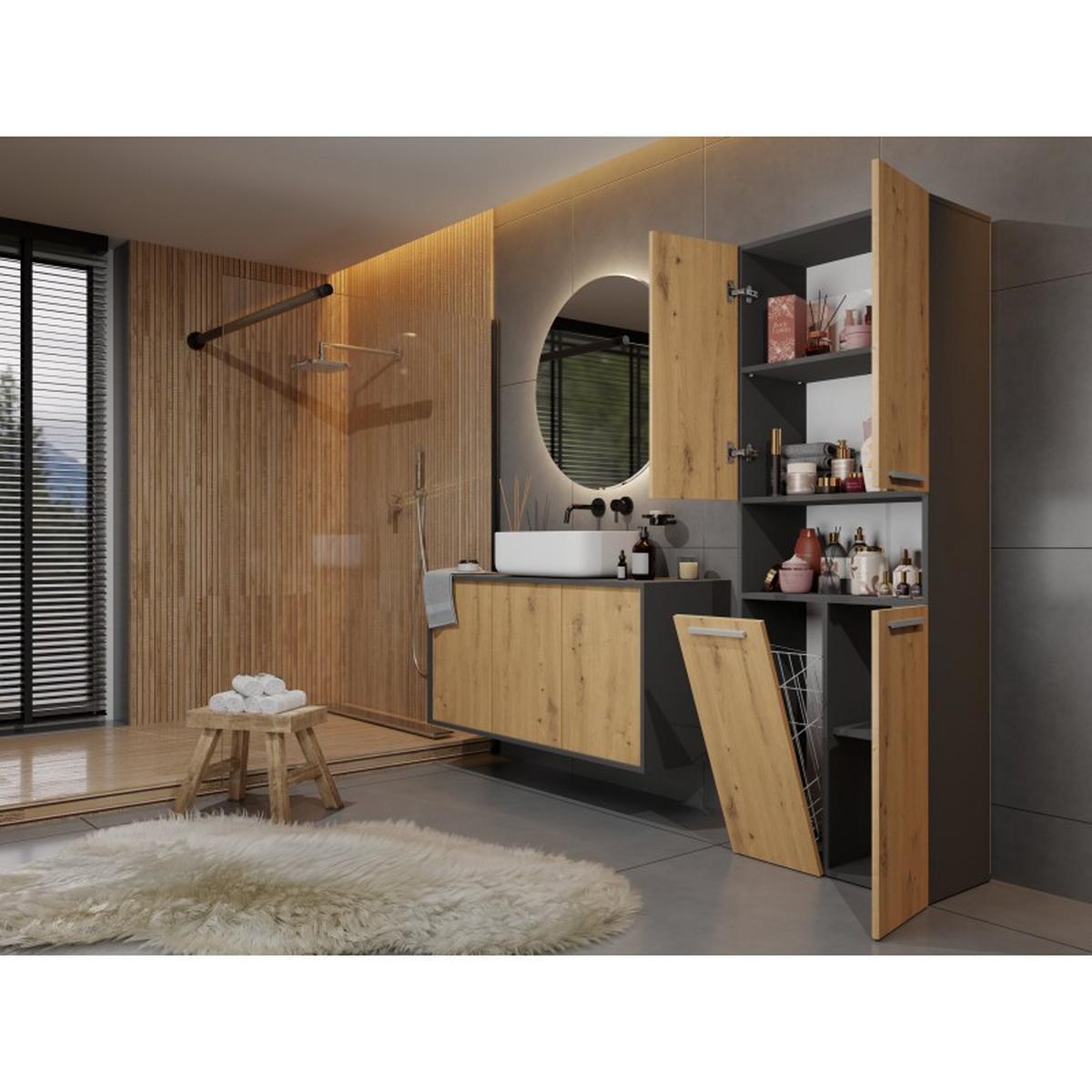 BADEZIMMERSCHRANK Anthrazit, Artisan 60/174/30 - Anthrazit, Holzwerkstoff (60/174/30cm) - RAUMHIRSCH FURNITURE