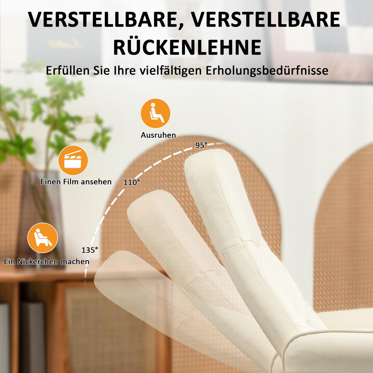 RELAXSESSEL mit Fußhocker, Elektrischer Massagesessel mit Liegefunktion - Creme/Schwarz, Kunststoff/Metall (81/105/76cm) - HOMCOM