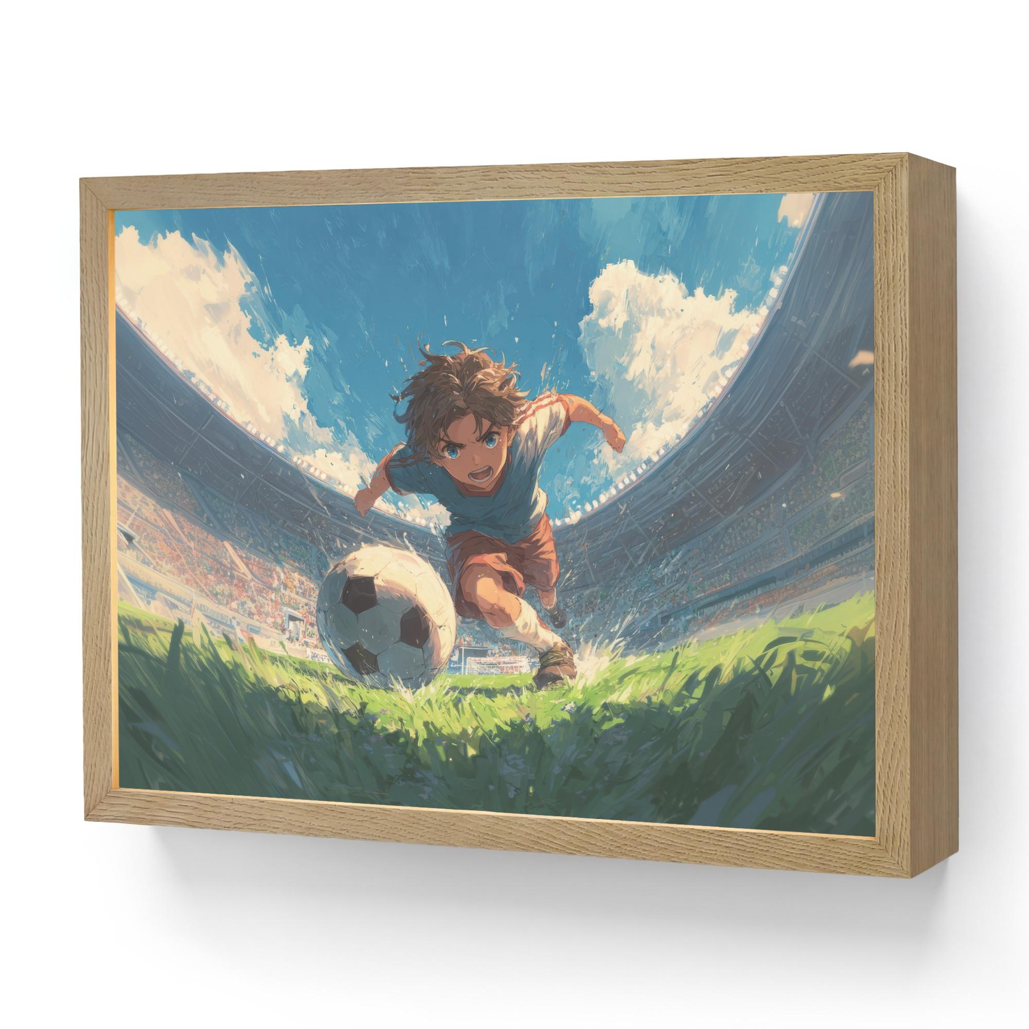 WANDLEUCHTE MIT AKKU Stadion - Fußballer - Ball 40x30 cm - Blau, Holzwerkstoff (40/30/8cm) - OnlyWow