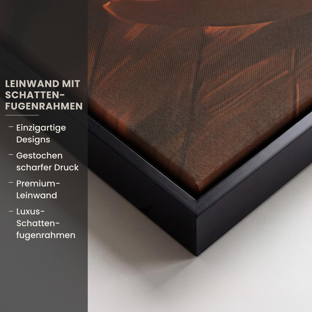 LEINWAND Bilder mit Rahmen - Winter - Weihnachten - Zuhause - Kamin - 90x60 - Bernsteinfarben, Textil (90/60cm) - MuchoWow