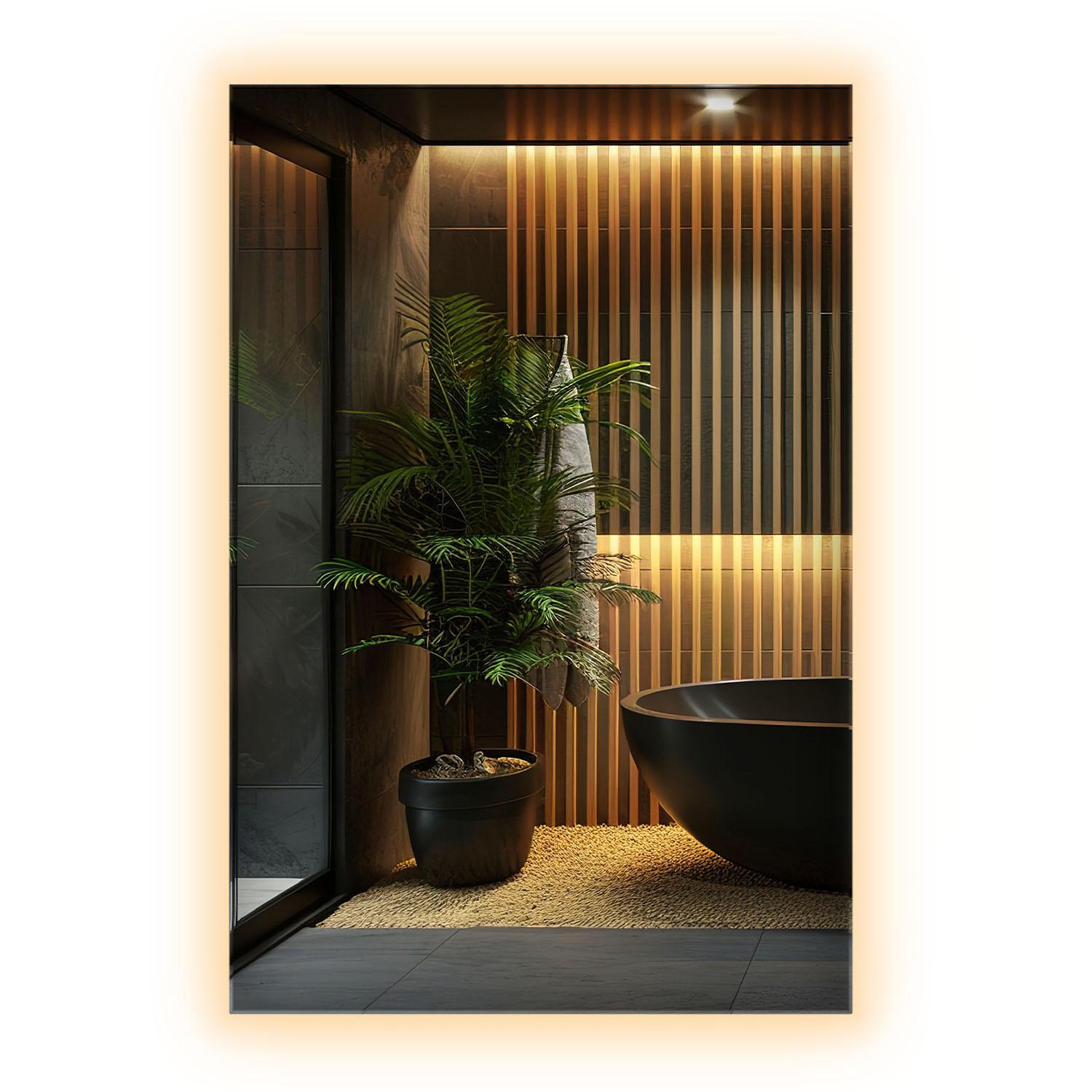 LED-SPIEGEL 60x40 cm Rechteckig Warmweiß 3000K - Transparent, Glas (40/60/0.4cm) - Wallfluent