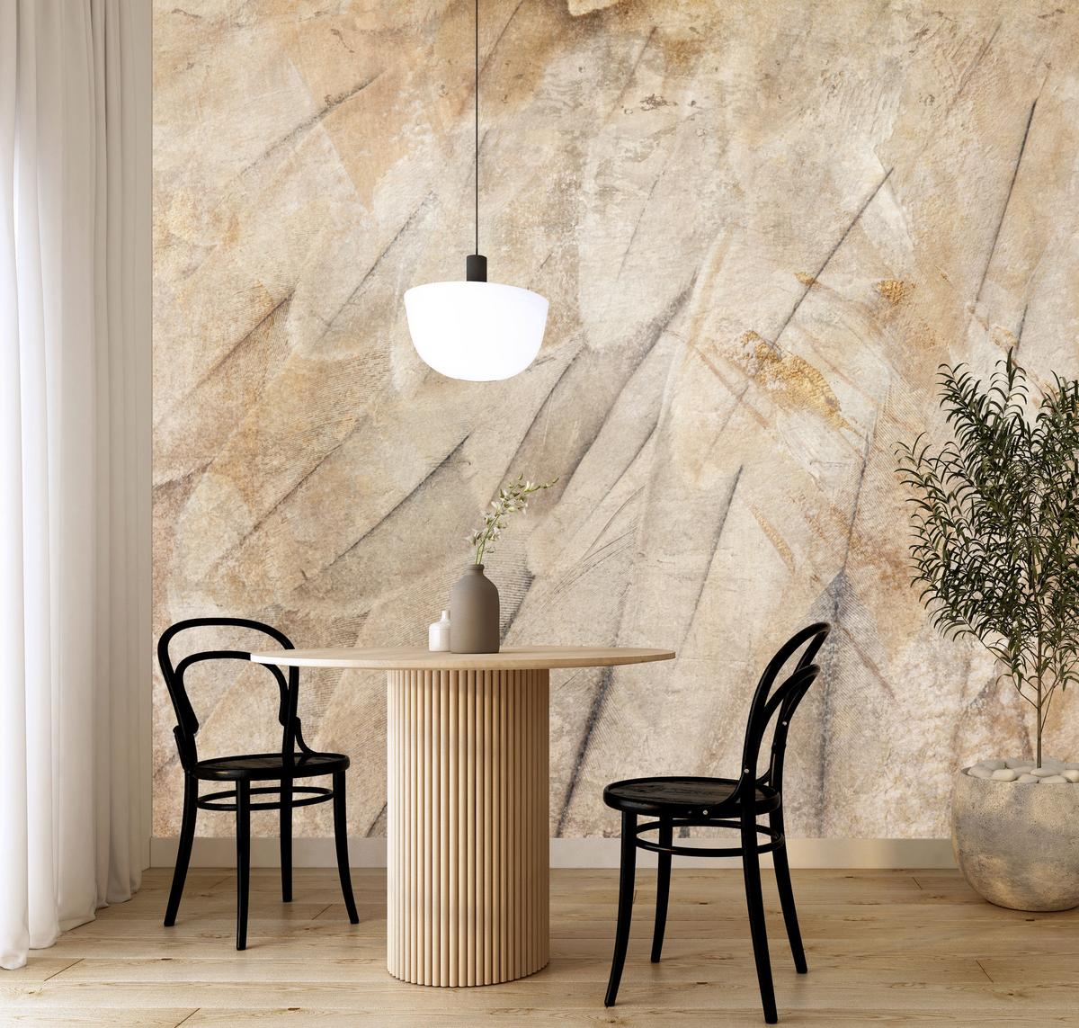 FOTOTAPETE Vogelflügel Beton Retro Stil 400x280 - Beige/Braun, Papier (400/280cm) - Muralo