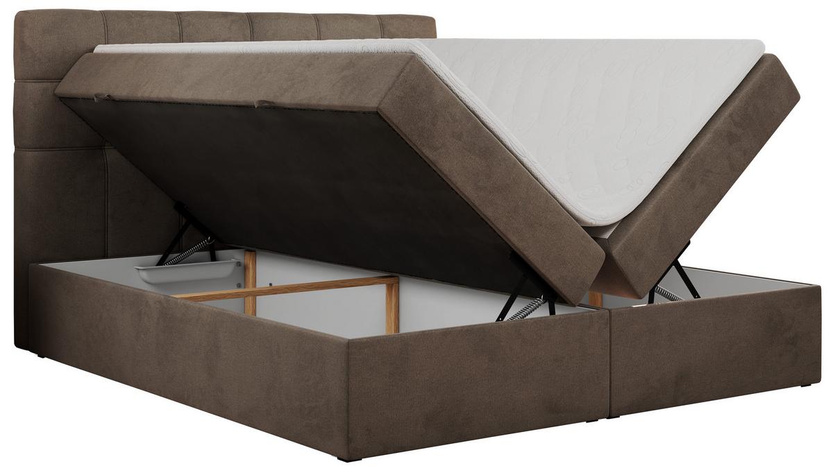 BOXBETT ERNI 160/200 - Braun Velvet - H4 - Braun, Holz/Textil (160/200cm) - MKS