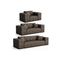 SOFASET Chantal - Braun, Holzwerkstoff/Textil (251/78/96cm) - Fun Möbel