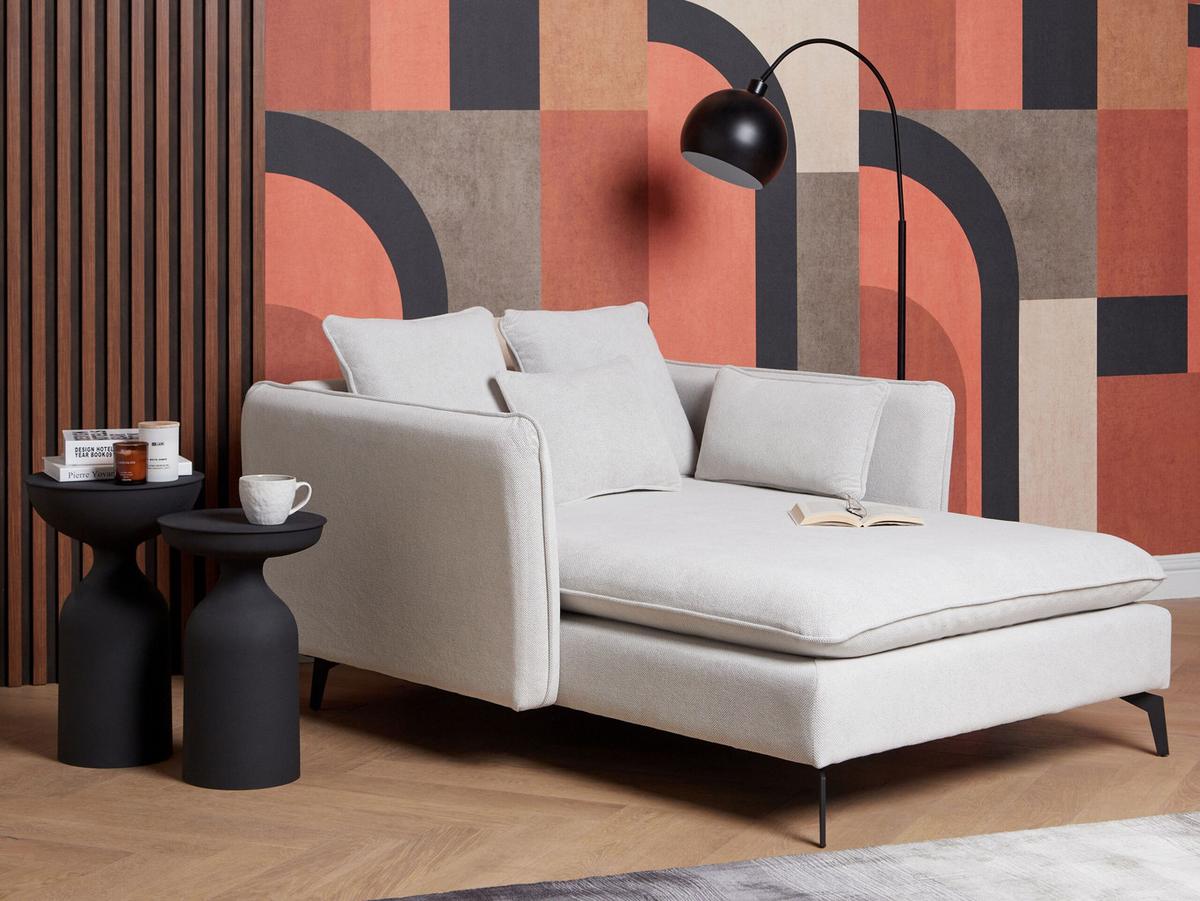 XXL-SESSEL hellbeige/schwarz Charmes - Beige/Schwarz, Textil (124/72/159cm) - Beliani