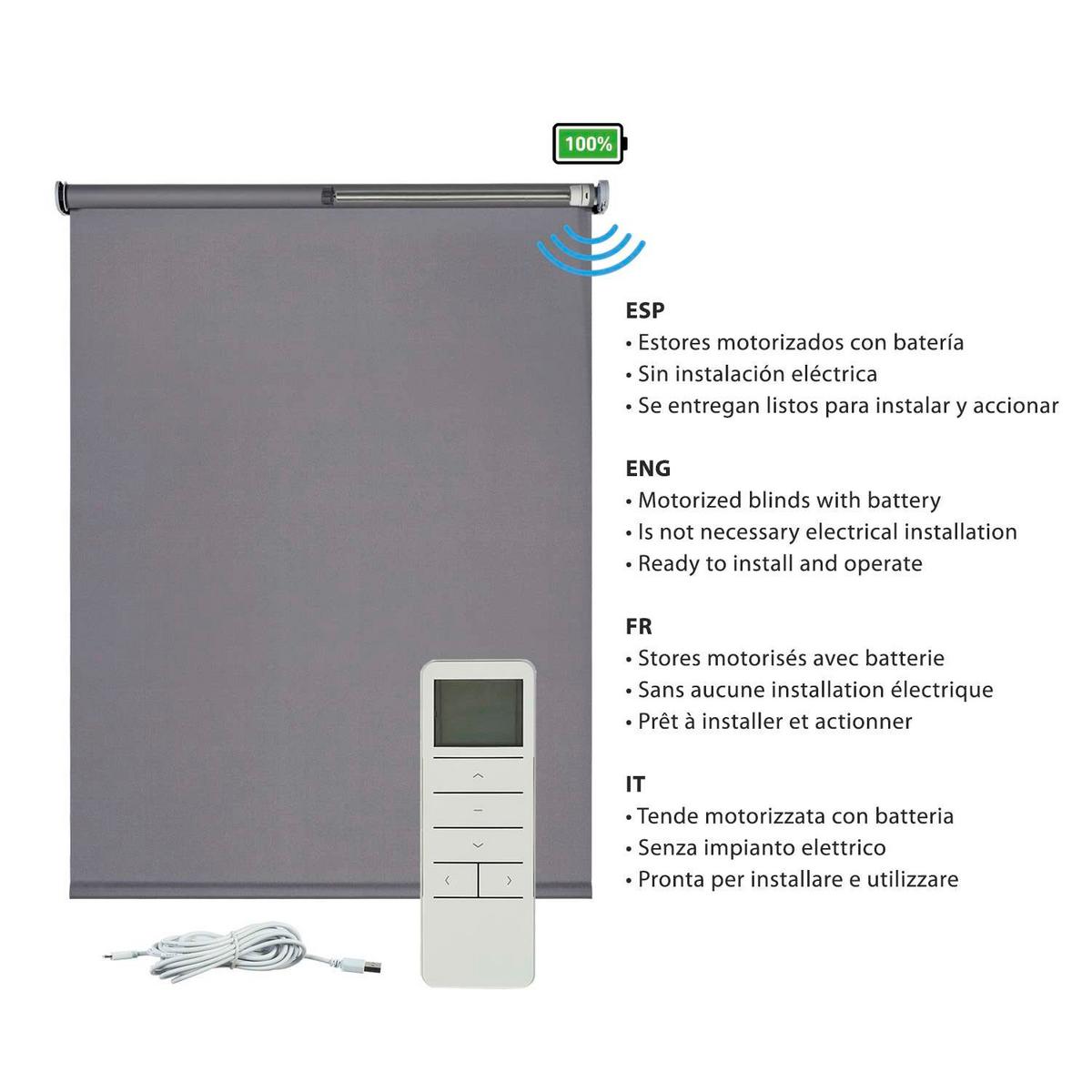 VERDUNKELUNGSROLLO motorisierte Grau 140x250 cm - Grau, Kunststoff (140/250cm) - STORESDECO