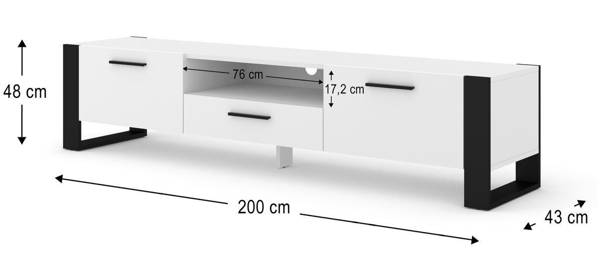 TV LOWBOARD Weiß 200/48/43 - Weiß, Holzwerkstoff (200/48/43cm) - RAUMHIRSCH FURNITURE