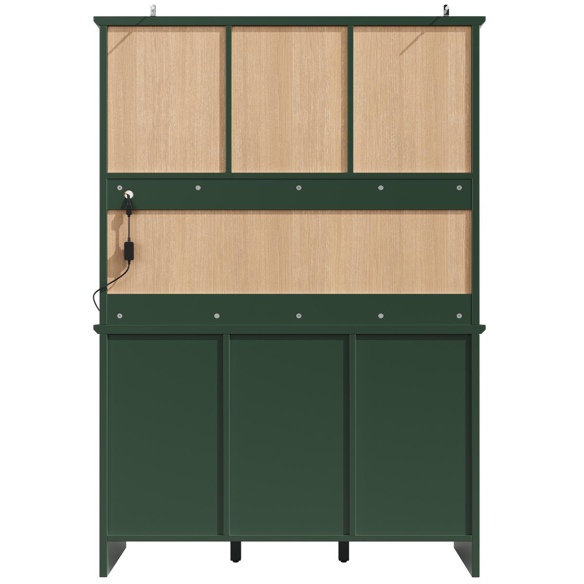 BUFFETSCHRANK grün & braunglas mit app-led & verstellbaren böden - Grün, Holzwerkstoff (120/179/40cm) - Urban Meuble