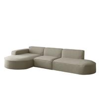 ECKSOFA Ottomane Palma Opera Velvet - Perlmutt, Holzwerkstoff/Textil (296/165cm) - Fun Möbel