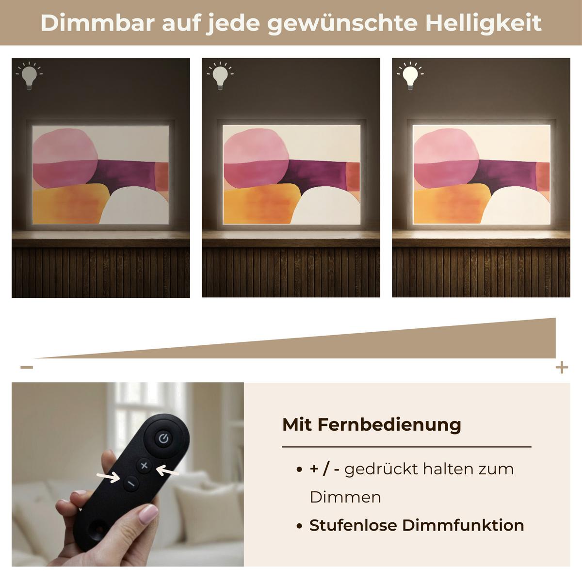 WANDLEUCHTE MIT AKKU Formen - Abstrakt - Farbenfroh 40x30 cm - Rosa, Holzwerkstoff (40/30/8cm) - OnlyWow