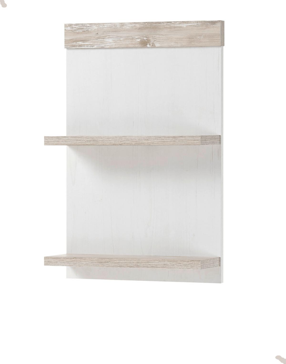 BAD-HÄNGEREGAL Pinie weiß, Oslo Pinie Landhaus, Wandregal hängend, 40 x 62 cm - Weiß/Pinienfarben, Holzwerkstoff (40/62/12cm) - Furn.Design