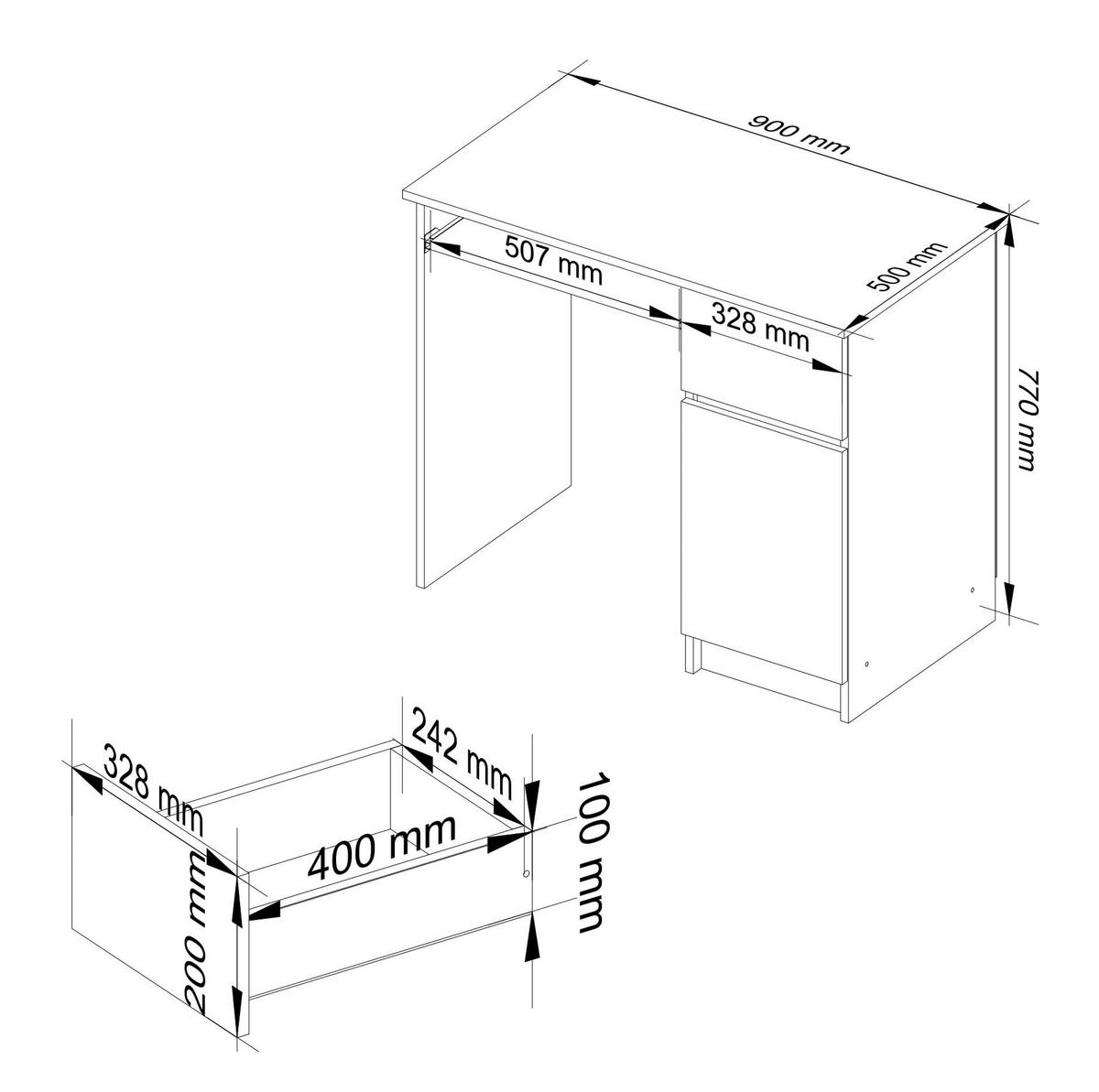 SCHREIBTISCH Graphit Grau 77/90/50 - Graphitfarben, Holzwerkstoff (120/53.6/77cm) - RAUMHIRSCH FURNITURE