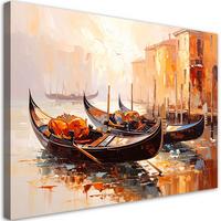 LEINWANDBILD Venedig Stadt Gondeln Beige 90x60cm - Beige, Textil (90/60cm) - Feeby
