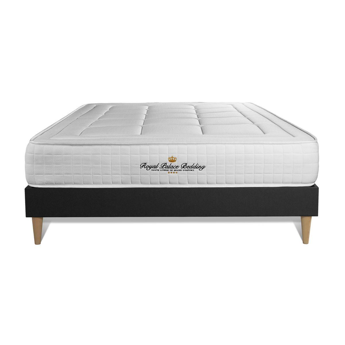 BETT Balmoral Memory-Schaum 160 x 200 cm h3 - Kit Bettgestell Schwarz - Beige/Schwarz, Karton/Holz (160/200cm) - ROYAL PALACE BEDDING