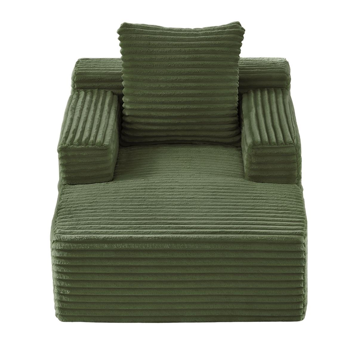 CHAISELONGUE Modernes Cord-Sofa Relaxsessel ohne Montage - Grün, Textil (81/50/117cm) - Urban Meuble