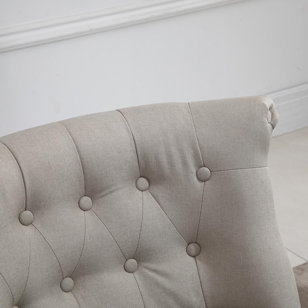 RELAXSESSEL Vintage Ruhesessel Relaxstuhl Leinenbezug Holzgestell Beige+Schwarz - Beige, Textil (67/78/67cm) - HOMCOM