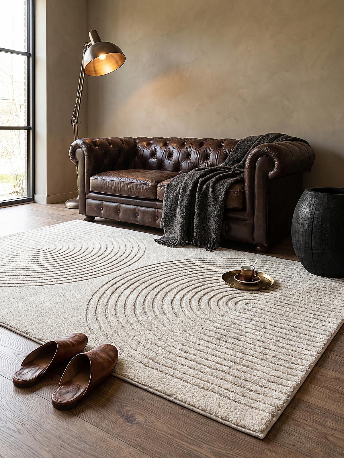 KURZFLORTEPPICH Geometrisch MUOTA Polypropylen Creme 120 x 160 cm - Beige, Textil (120/160cm) - KADIMA DESIGN