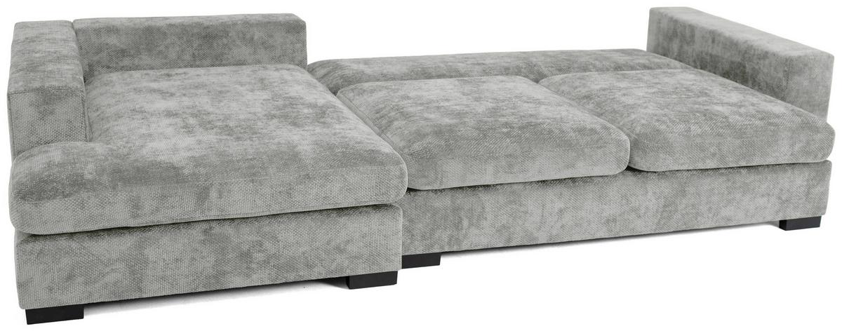 ECKSOFA Dahlia mit Schlaffunktion und Bettkasten in L-Form Links - Hellgrau Chenille 285/92/155 cm - Hellgrau/Schwarz, Kunststoff/Textil (285/155cm) - WFL GROUP