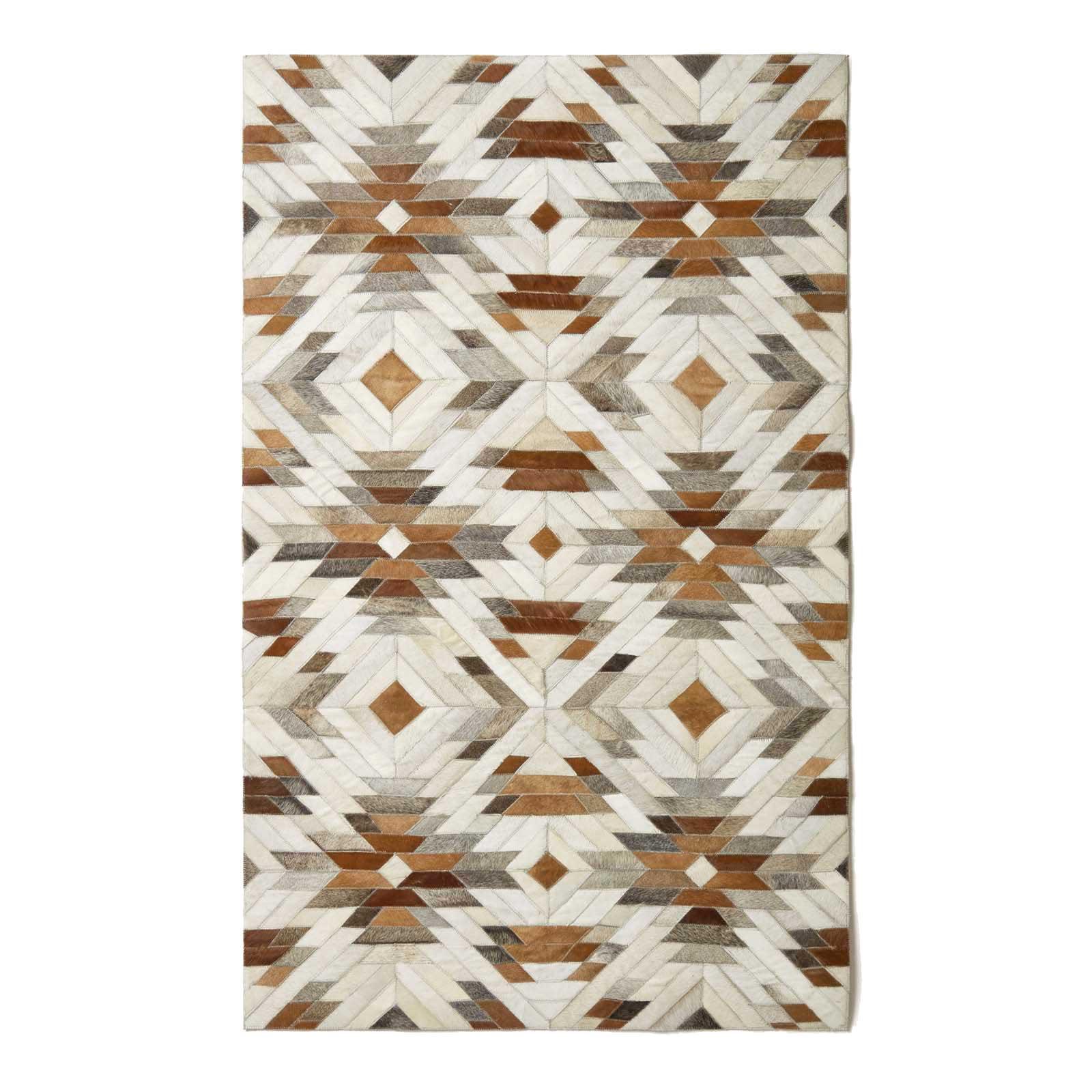 PATCHWORK-TEPPICH Leder, Ethno-Muster 90/150 cm - Multicolor, Leder (90/150cm) - Homescapes