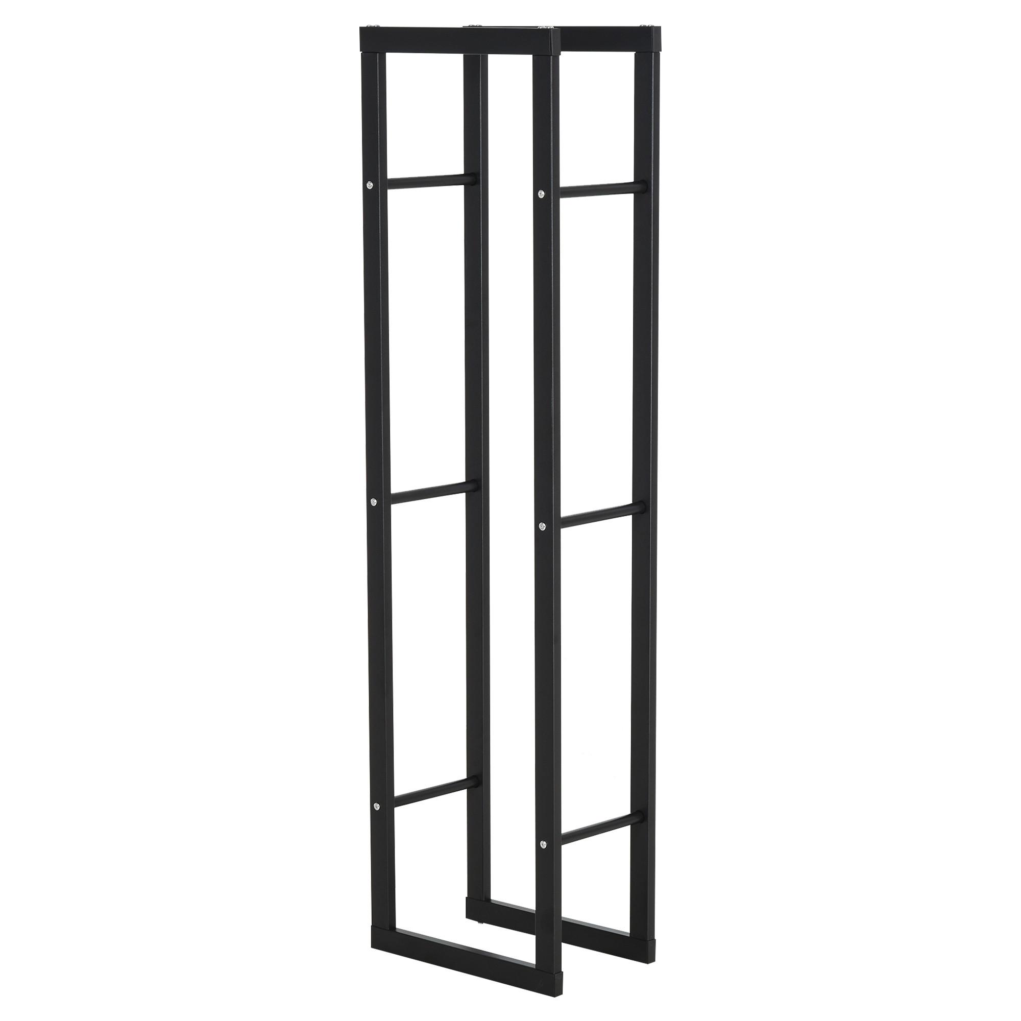 KAMINHOLZREGAL, Stahl, Schwarz, L40 x B25 x H150 cm - Schwarz, Metall (25/150/40cm) - HOMCOM