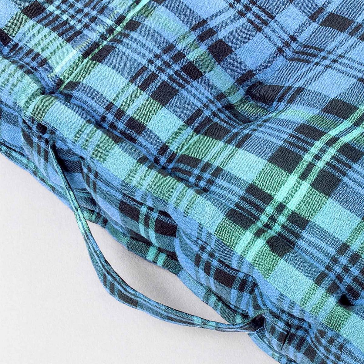 SITZKISSEN Karo blau-grün 50/50/10 cm - Blau, Textil (50/50/10cm) - Homescapes