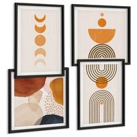 BILDER SET 4er Set - 50x50 cm & 40x60 cm Schwarzer Rahmen - Boho-minimalistische Dekorationen - Schwarz, Kunststoff (50/50cm) - TULUP