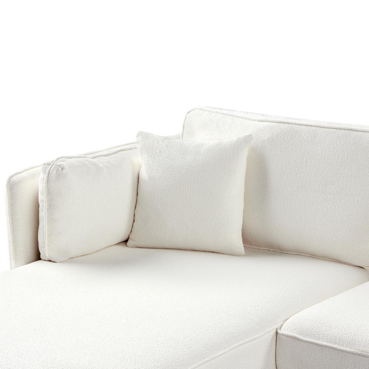 ECKSOFA 3-Sitzer Bouclé Cremeweiß rechtsseitig Altan - Creme, Textil (268/157cm) - Beliani