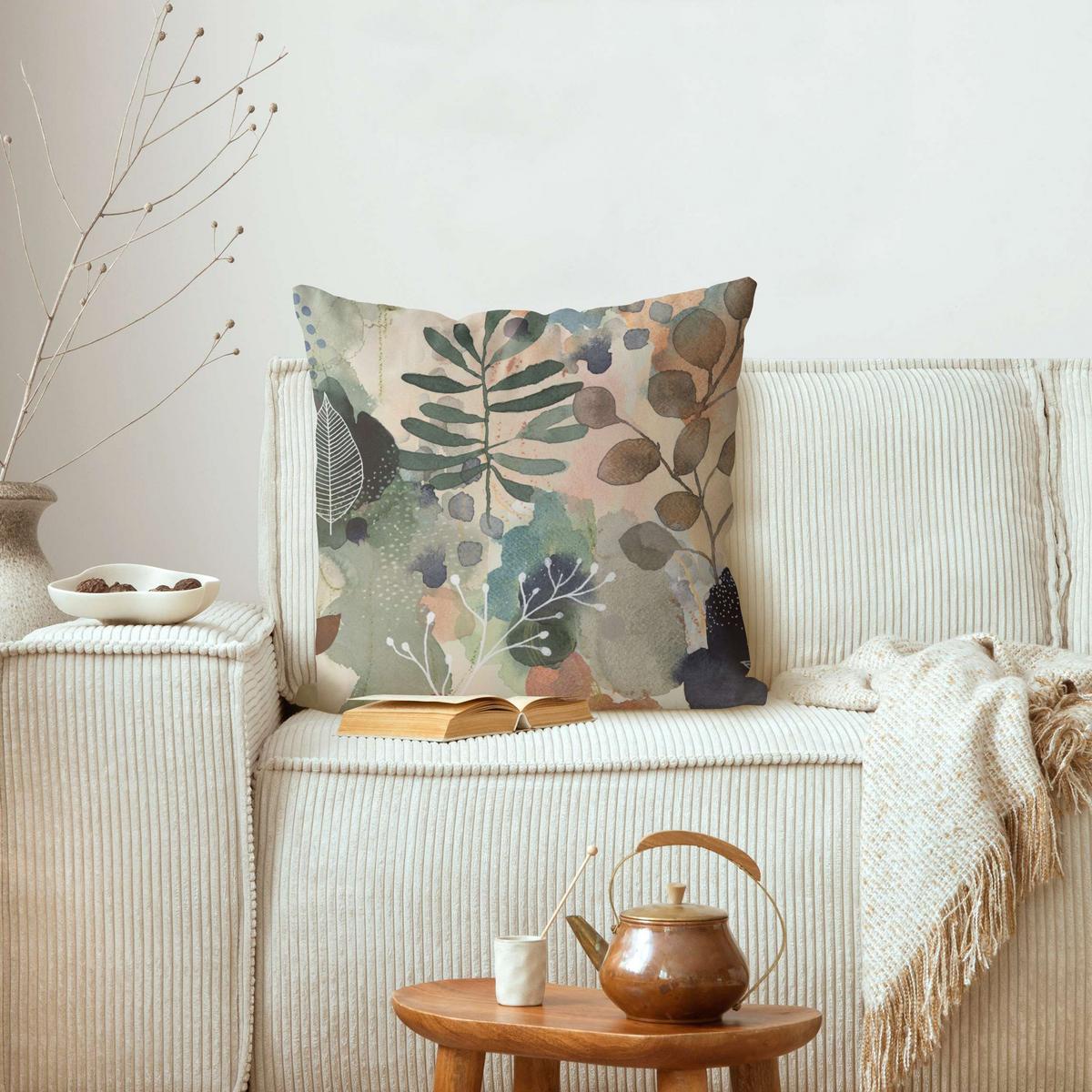 DEKOKISSEN Gedeihen und fließen 50/50 cm - Beige, Textil (50/50/10cm) - Bilderwelten