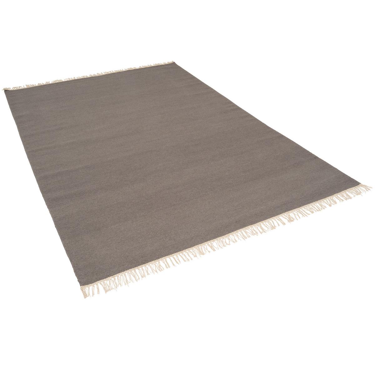 WOLLE NATUR TEPPICH KELIM MILA - Anthrazit, Textil (200/290cm) - Pergamon