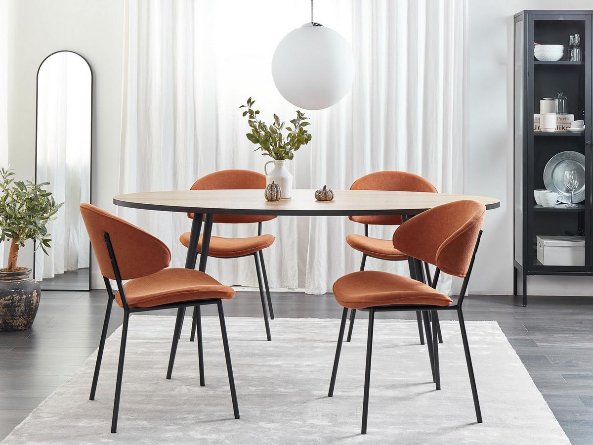 ESSZIMMERSTUHL 2er-Set Polsterbezug Orange Kiana - Orange, Textil/Metall (50/81/59cm) - Beliani