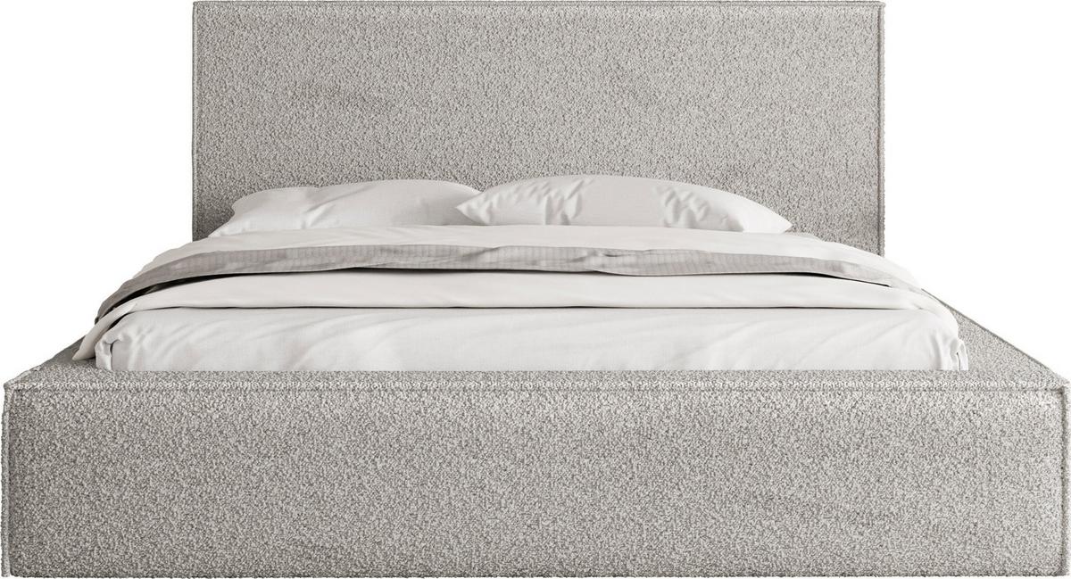POLSTERBETT Terra mit Bettkasten, Grau Boucle 120x200 cm - Birkefarben/Hellgrau, Holzwerkstoff/Kunststoff (120/200cm) - WFL GROUP