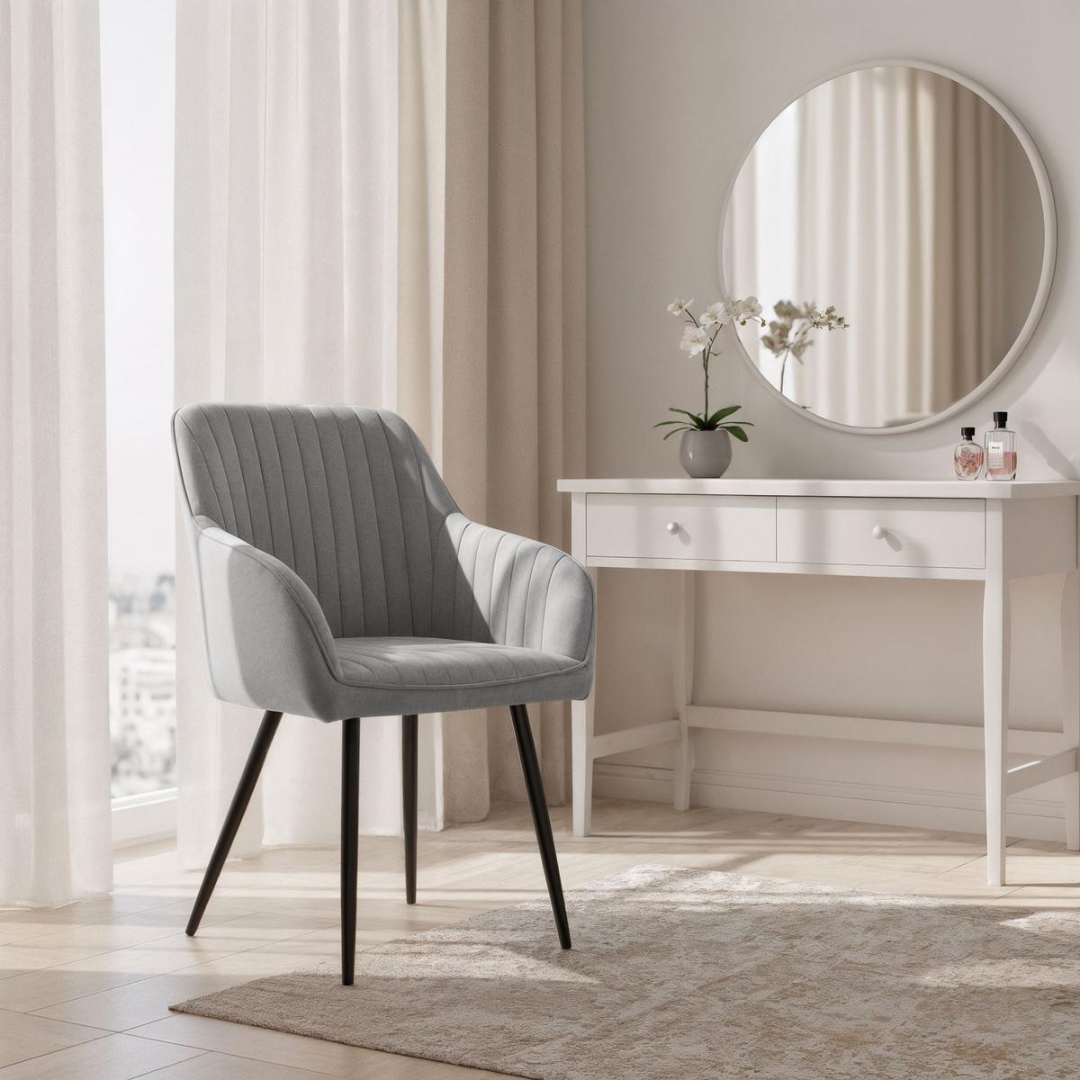 POLSTERSTUHL 4er Set, Metallbeine Grau, Schwarz 54,5/82/58 - Schwarz/Grau, Textil (55/82/52cm) - RAUMHIRSCH FURNITURE