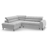 ECKSCHLAFSOFA Vinni Hellgrau, Chenille-Stoff, links - Hellgrau, Textil (265/205cm) - Beautysofa
